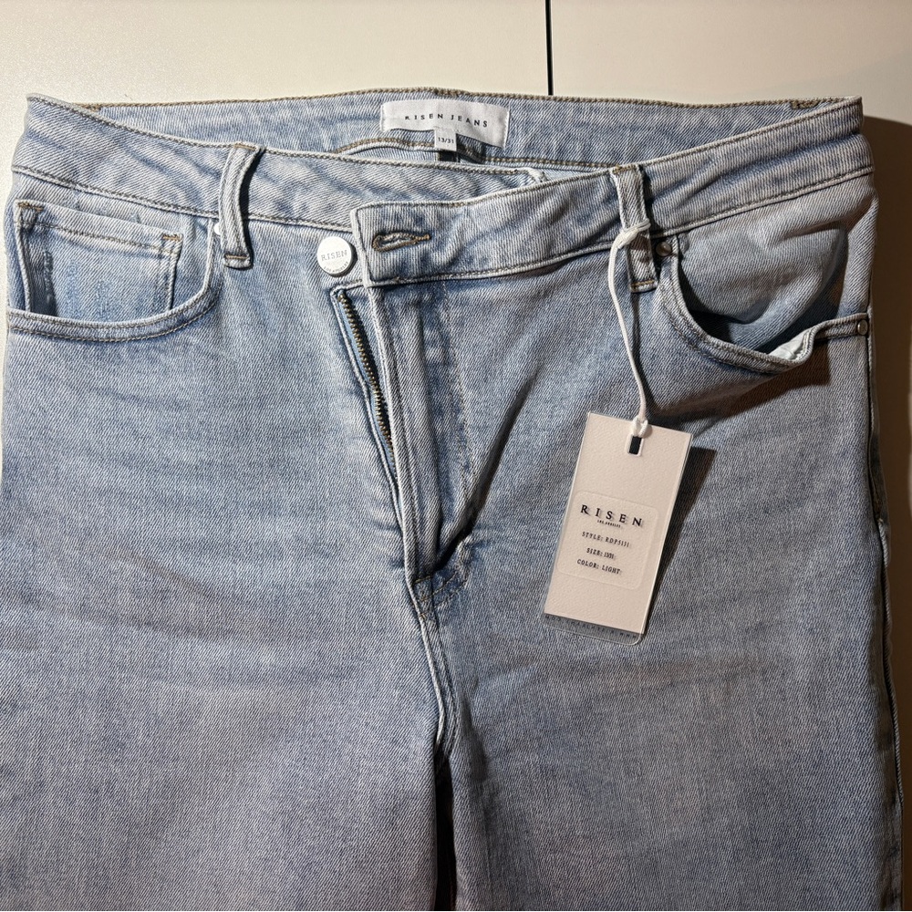 RISEN high rise crossover relaxed skinny,  light wash Women’s Jeans